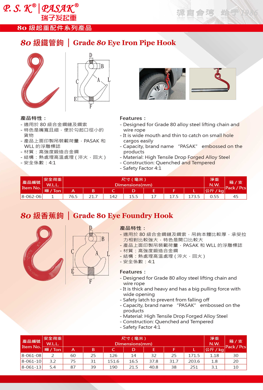 臺灣PASAK80級香蕉鉤